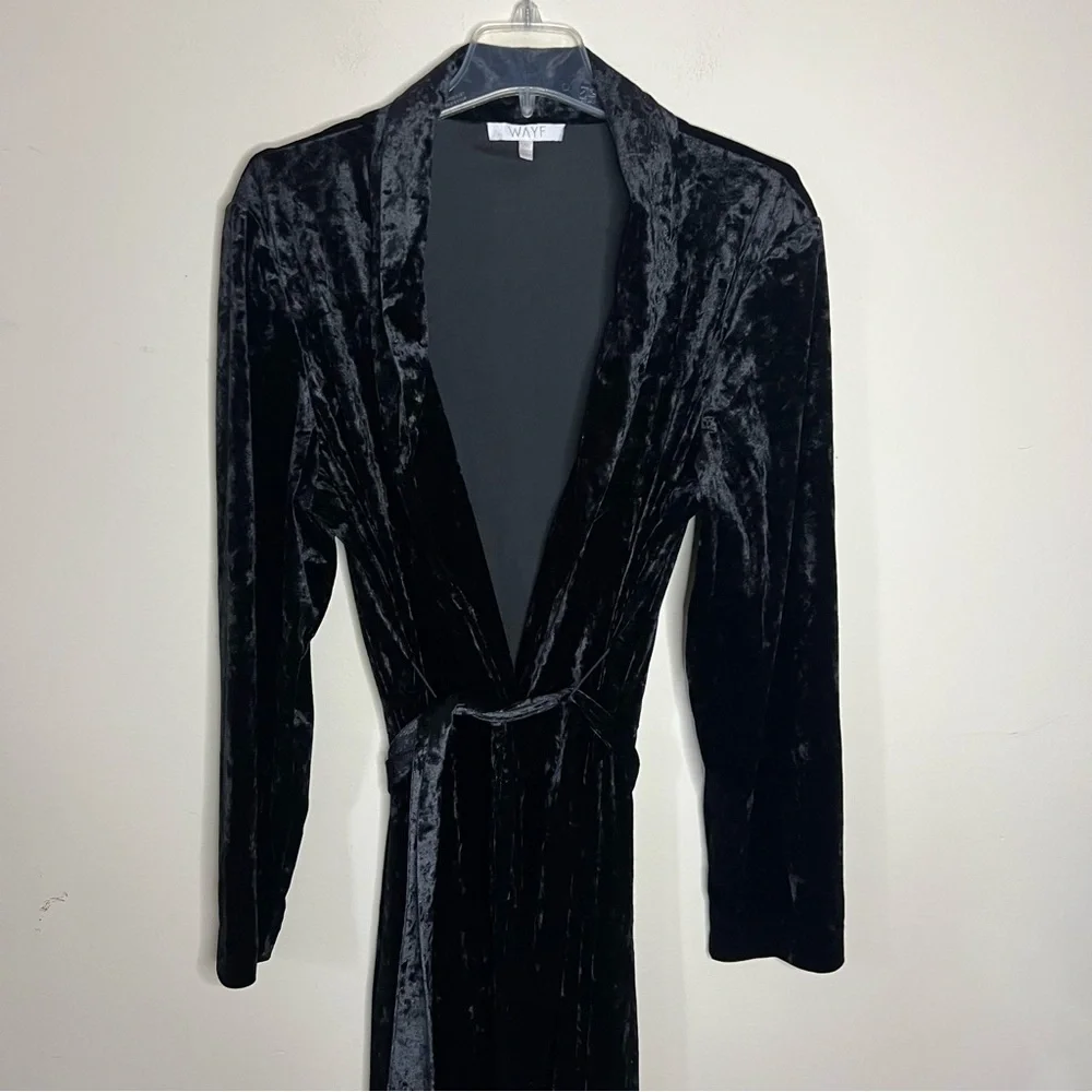 Wayf La Roux Black Velvet Robe with Belt Size XXL